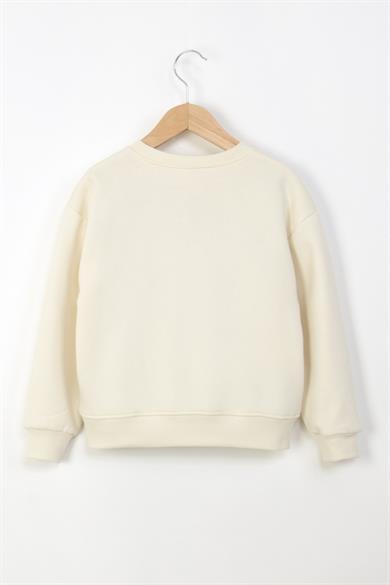 Mojo Kız Çocuk 9-14 Yaş Baskılı Sweatshirt Krem