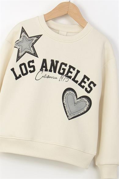 Mojo Kız Çocuk 9-14 Yaş Baskılı Sweatshirt Krem