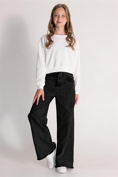 Mojo Kız Çocuk 9-14 Yaş Bol Paça Denim Pantolon 2985 Füme
