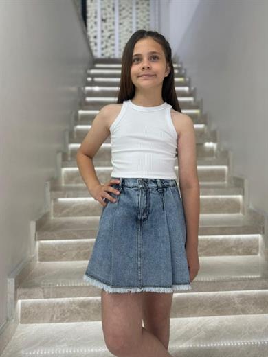 Mojo Kız Çocuk 9-14 Yaş Denim Şort Etek 0205 Kot Mavi