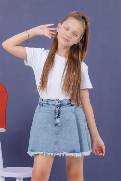 Mojo Kız Çocuk 9-14 Yaş Denim Şort Etek 0205 Kot Mavi