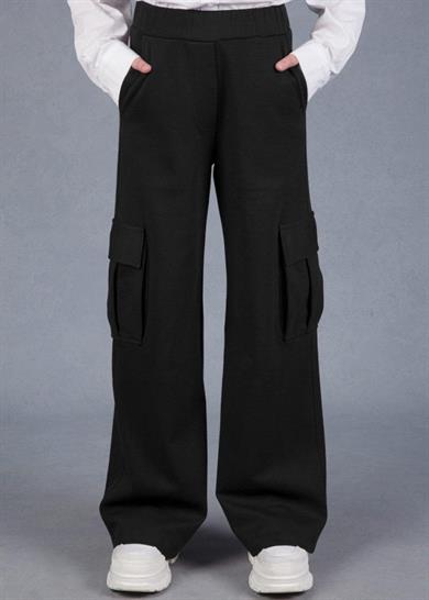 Mojo Kız Çocuk 9-14 Yaş Kargo Cep Palazzo Pantolon 9711 Siyah