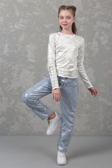 Mojo Kız Çocuk 9-14 Yaş Kız Çocuk Varaklı Body 0380 Beyaz