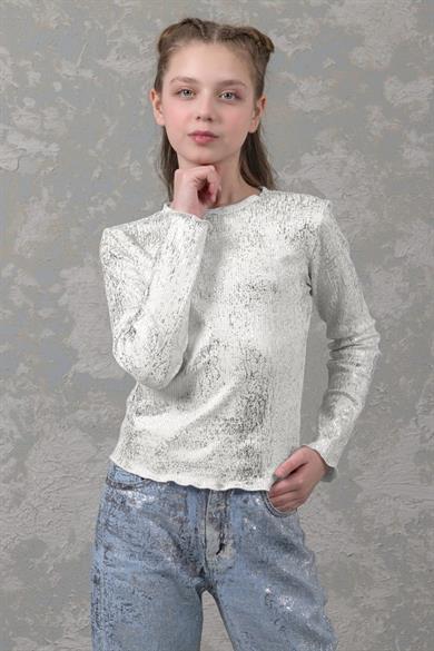 Mojo Kız Çocuk 9-14 Yaş Kız Çocuk Varaklı Body 0380 Beyaz