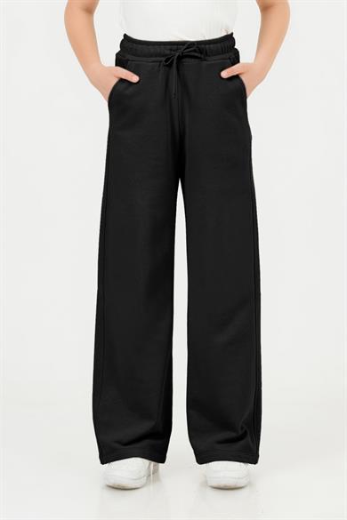 Mojo Kız Çocuk 9-14 Yaş Pamuklu Palazzo Eşofman Altı Siyah