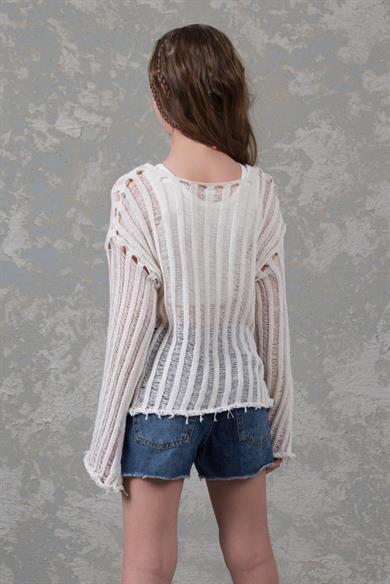 Mojo Kız Çocuk 9-15 Yaş Örme Triko File  Kazak 0366 Bej