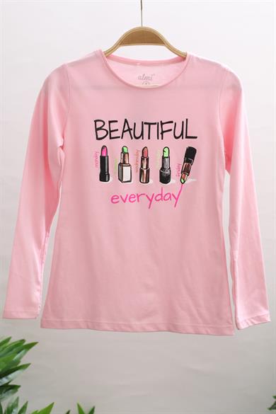 Mojo Kız Çocuk Beautıful Baskılı Uzun Kol T-shirt 723129 Pembe