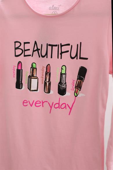 Mojo Kız Çocuk Beautıful Baskılı Uzun Kol T-shirt 723129 Pembe