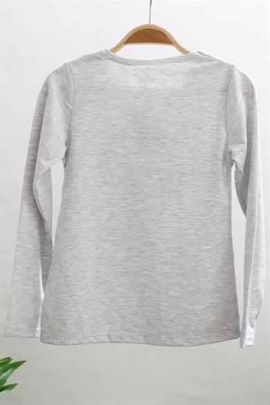 Mojo Kız Çocuk Beautıful Baskılı Uzun Kol T-shirt 723129 Gri