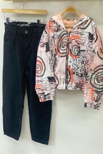 Mojo Kız Çocuk Beli Lastikli Mom Pantolon 2193 Siyah