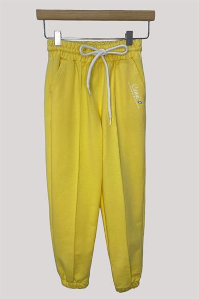 Mojo Kız Çocuk Biye Detaylı Paçası Lastikli Eşofman Altı 25001 Sarı