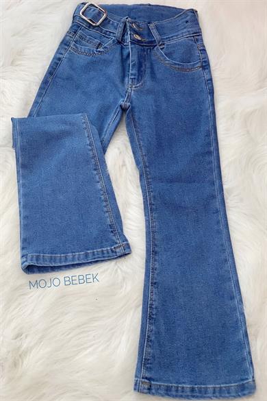 Mojo Kız Çocuk Çift Düğmeli İspanyol Paça Pantolon 2709 Mavi