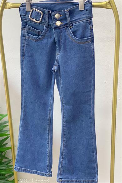 Mojo Kız Çocuk Çift Düğmeli İspanyol Paça Pantolon 2709 Mavi