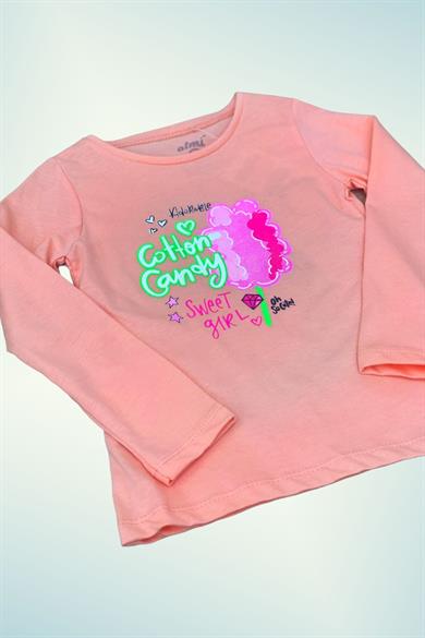 Mojo Kız Çocuk Cotton Candy Baskılı Uzun Kol T-shirt 523007 Turuncu