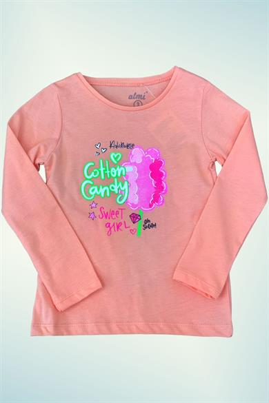 Mojo Kız Çocuk Cotton Candy Baskılı Uzun Kol T-shirt 523007 Turuncu
