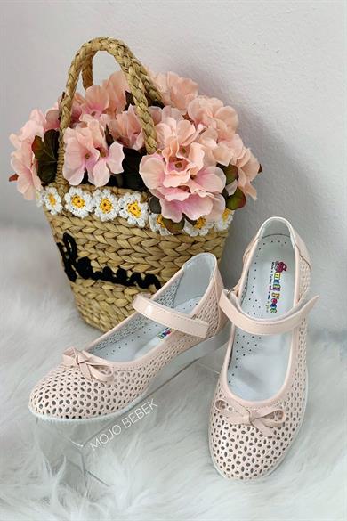 Mojo Kız Çocuk Delikli Cırtlı Babet Ayakkabı 2450 Pudra