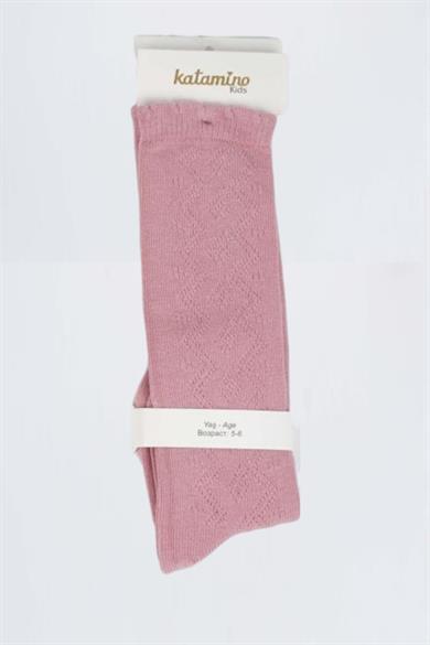 Mojo Kız Çocuk Desenli File Golf Çorap K14058 Pembe