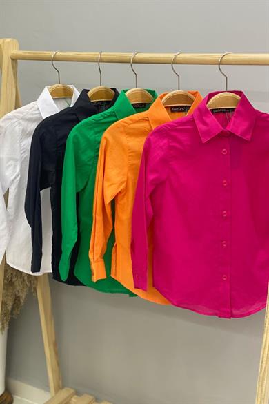 Mojo Kız Çocuk Dik Yaka Pamuklu Gömlek 3792 Beyaz