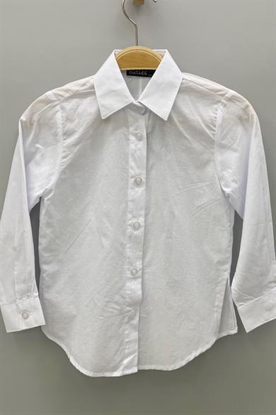 Mojo Kız Çocuk Dik Yaka Pamuklu Gömlek 3792 Beyaz