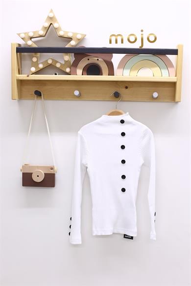 Mojo Kız Çocuk Düğmeli Kaşkorse Uzun Kol Body 3513 Beyaz