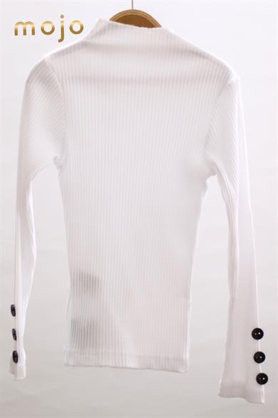 Mojo Kız Çocuk Düğmeli Kaşkorse Uzun Kol Body 3513 Beyaz