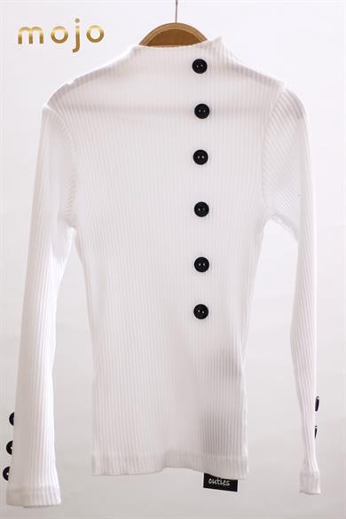 Mojo Kız Çocuk Düğmeli Kaşkorse Uzun Kol Body 3513 Beyaz
