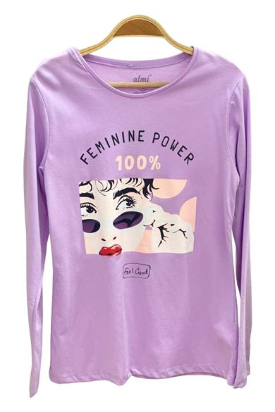 Mojo Kız Çocuk Femınıne Power Baskılı Uzun Kol T-shirt 823130 Mor
