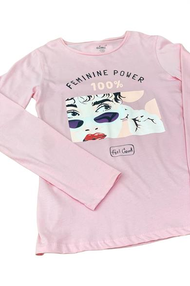 Mojo Kız Çocuk Femınıne Power Baskılı Uzun Kol T-shirt 823130 Pembe