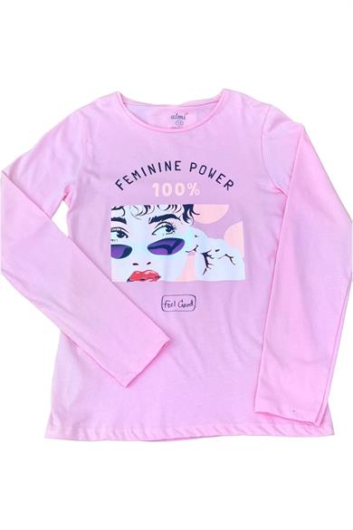 Mojo Kız Çocuk Femınıne Power Baskılı Uzun Kol T-shirt 823130 Pembe