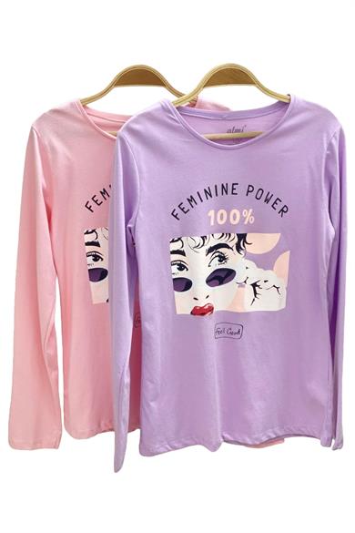 Mojo Kız Çocuk Femınıne Power Baskılı Uzun Kol T-shirt 823130 Pembe