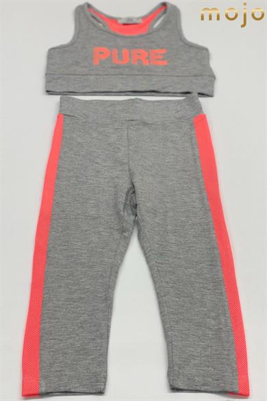 Mojo Kız Çocuk Fileli Sporcu Atletli Taytlı Takım 51139 Gri