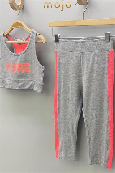 Mojo Kız Çocuk Fileli Sporcu Atletli Taytlı Takım 51139 Gri