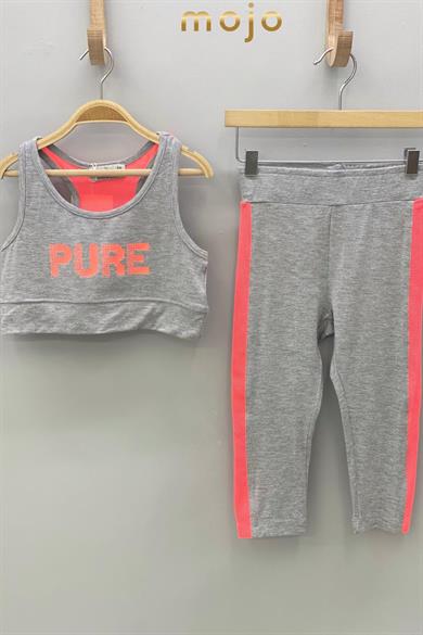 Mojo Kız Çocuk Fileli Sporcu Atletli Taytlı Takım 51139 Gri