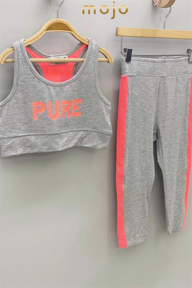 Mojo Kız Çocuk Fileli Sporcu Atletli Taytlı Takım 51139 Gri