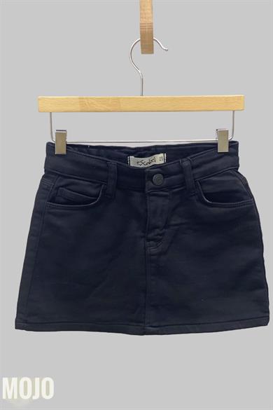 Mojo Kız Çocuk Full Likra Renkli Denim Etek 234647 Siyah