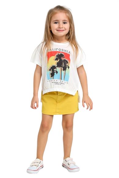 Mojo Kız Çocuk Full Likra Renkli Denim Etek 234647 Hardal