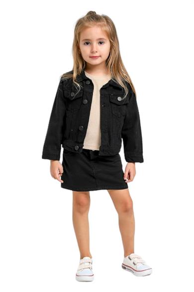 Mojo Kız Çocuk Full Likra Renkli Denim Etek 234647 Siyah