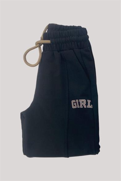 Mojo Kız Çocuk Girl Baskılı Biye Detaylı Eşofman Altı 25002 Siyah