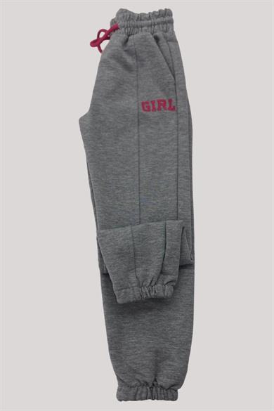 Mojo Kız Çocuk Girl Baskılı Biye Detaylı Eşofman Altı 25002 Gri