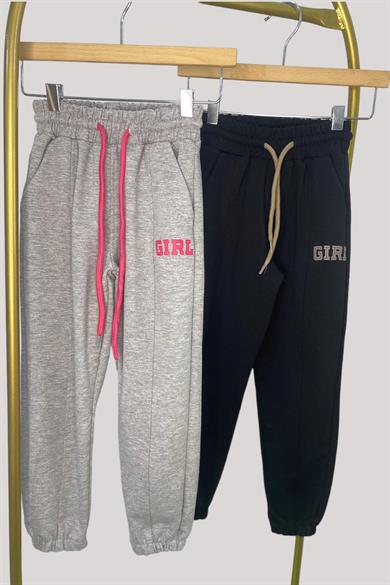 Mojo Kız Çocuk Girl Baskılı Biye Detaylı Eşofman Altı 25002 Siyah