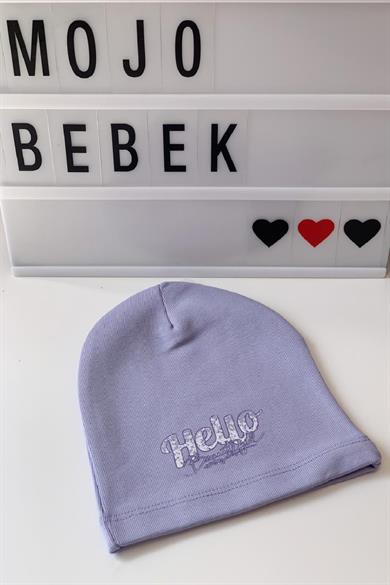 Mojo Kız Çocuk Hello Baskılı Penye Bere 109604 Lila