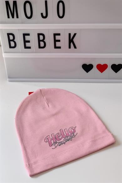 Mojo Kız Çocuk Hello Baskılı Penye Bere 109604 Pembe