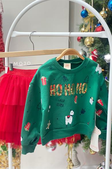 Mojo Kız Çocuk Ho Ho Ho Pullu Nakışlı Takım 23781 Yeşil