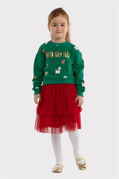 Mojo Kız Çocuk Ho Ho Ho Pullu Nakışlı Takım 23781 Yeşil