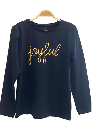 Mojo Kız Çocuk Joyful Nakışlı Uzun Kol T-shırt 823422 Siyah