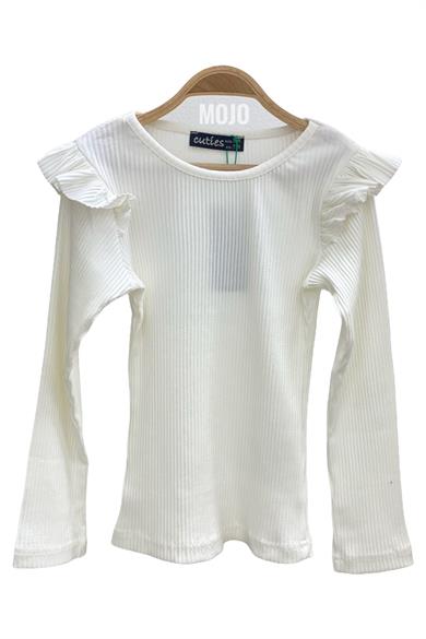Mojo Kız Çocuk Kaşkorse Kolu Fırfırlı Bisiklet Yaka Body 3427 Krem