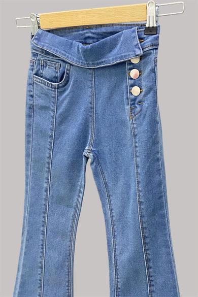 Mojo Kız Çocuk Kemerli İspanyol Paça Kot Pantolon 320910 Kot Mavi