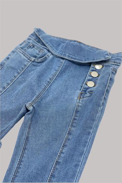 Mojo Kız Çocuk Kemerli İspanyol Paça Kot Pantolon 320910 Kot Mavi