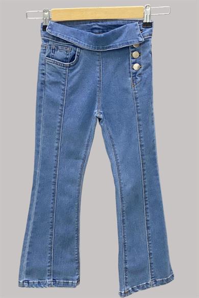 Mojo Kız Çocuk Kemerli İspanyol Paça Kot Pantolon 320910 Kot Mavi