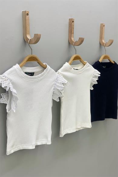 Mojo Kız Çocuk Kolları Fistolu Kaşkorse Body 3817 Beyaz